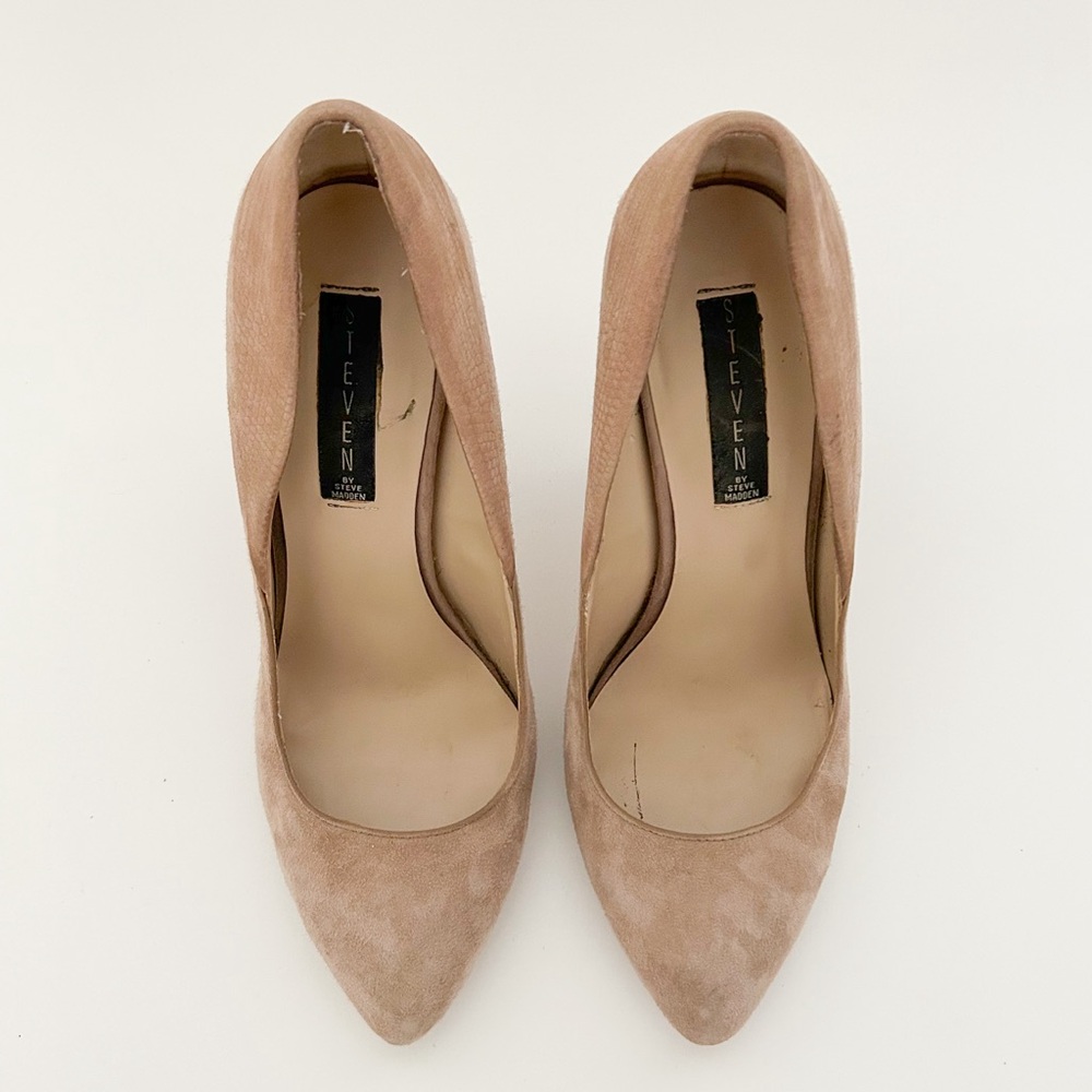 Steve Madden suede nude pointed toe high heeled beige stiletto pumps US 9.5 - Picture 2 of 8
